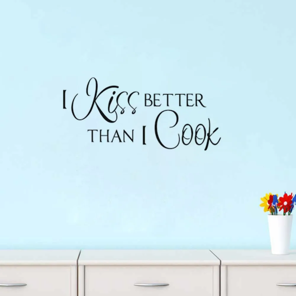 Kiss The Cook Kitchen Wall Decal Azure Blue, 24 W X 15 H 